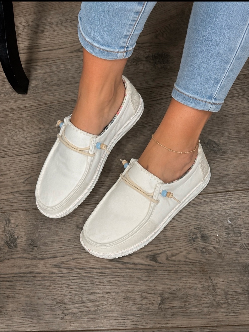 Women's Casual Hey Dude Slip-On Canvas Shoes in Off-White